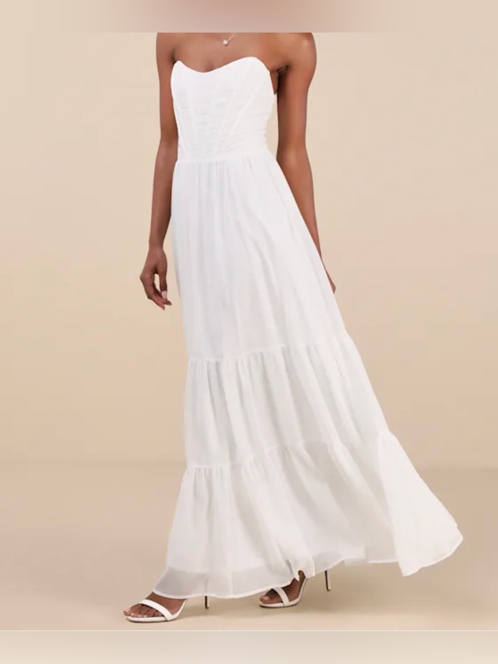 Lulus Special Moment White Strapless Bustier Maxi Dress